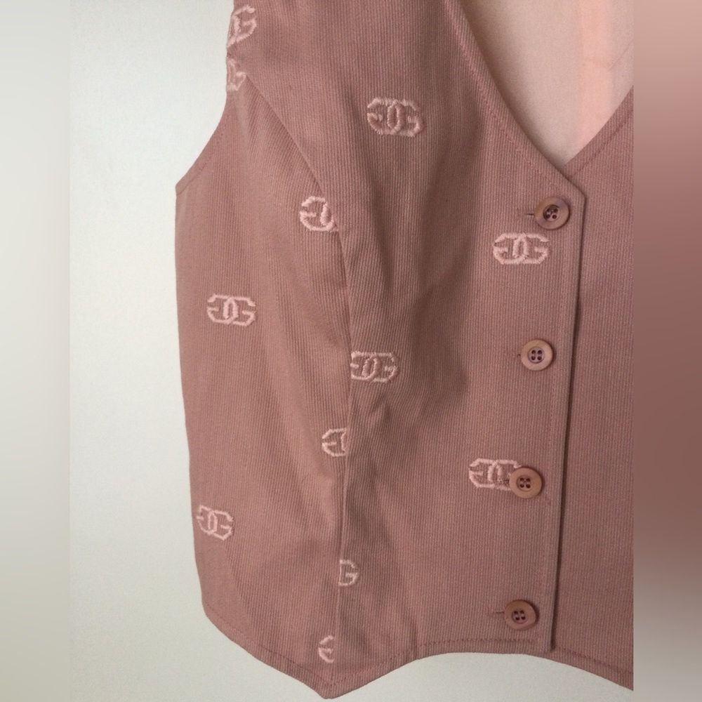 VTG Givenchy GG Embroidered Logo Monogram Pink Vest Top 1970s Womens